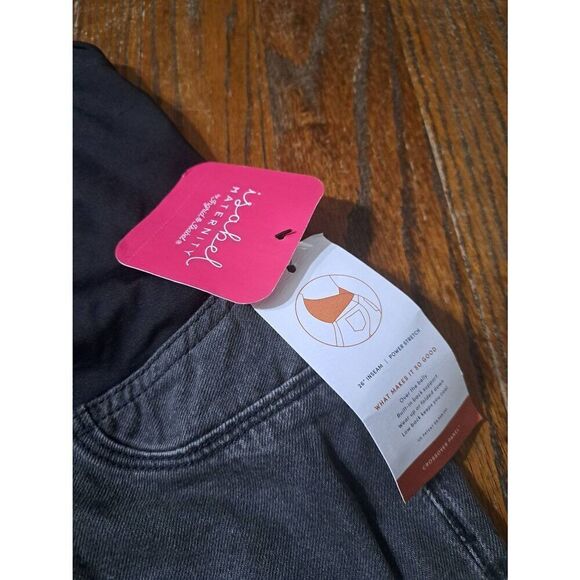 New 12 Maternity Isabel & Ingrid Black Boyfriend Black Over Bump Denim Jeans NWT - Picture 4 of 8